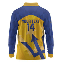 Barbados Football 2026 Custom Long Sleeve Polo Shirt Go Bajan Tridents