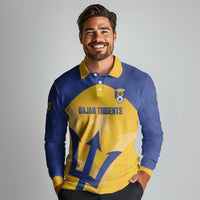 Barbados Football 2026 Custom Long Sleeve Polo Shirt Go Bajan Tridents