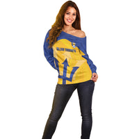 Barbados Football 2026 Custom Off Shoulder Sweater Go Bajan Tridents
