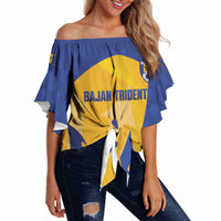 Barbados Football 2026 Custom Off Shoulder Wrap Waist Top Go Bajan Tridents