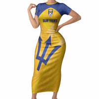 Barbados Football 2026 Custom Short Sleeve Bodycon Dress Go Bajan Tridents