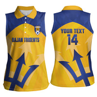 Barbados Football 2026 Custom Women Sleeveless Polo Shirt Go Bajan Tridents