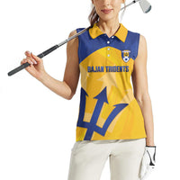 Barbados Football 2026 Custom Women Sleeveless Polo Shirt Go Bajan Tridents