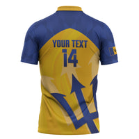 Barbados Football 2026 Custom Zipper Polo Shirt Go Bajan Tridents