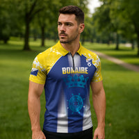 Bonaire Football 2026 Custom Zipper Polo Shirt Coat Of Arms Sporty Style
