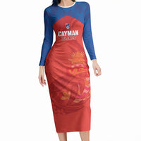 Cayman Islands Football 2026 Custom Long Sleeve Bodycon Dress Sea Turtle Coat Of Arms Style