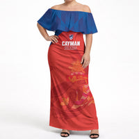 Cayman Islands Football 2026 Custom Off Shoulder Maxi Dress Sea Turtle Coat Of Arms Style