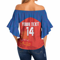 Cayman Islands Football 2026 Custom Off Shoulder Wrap Waist Top Sea Turtle Coat Of Arms Style