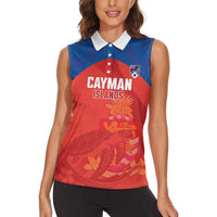 Cayman Islands Football 2026 Custom Women Sleeveless Polo Shirt Sea Turtle Coat Of Arms Style