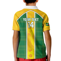 Dominica Football 2026 Custom Kid Polo Shirt Sisserou Parrot Madras Pattern