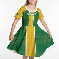 Dominica Football 2026 Custom Kid Short Sleeve Dress Sisserou Parrot Madras Pattern