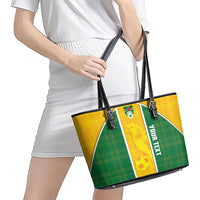 Dominica Football 2026 Custom Leather Tote Bag Sisserou Parrot Madras Pattern