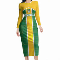 Dominica Football 2026 Custom Long Sleeve Bodycon Dress Sisserou Parrot Madras Pattern