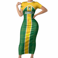 Dominica Football 2026 Custom Short Sleeve Bodycon Dress Sisserou Parrot Madras Pattern