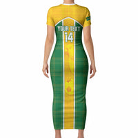 Dominica Football 2026 Custom Short Sleeve Bodycon Dress Sisserou Parrot Madras Pattern
