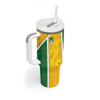 Dominica Football 2026 Custom Tumbler With Handle Sisserou Parrot Madras Pattern