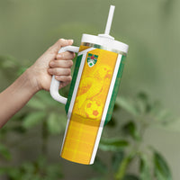 Dominica Football 2026 Custom Tumbler With Handle Sisserou Parrot Madras Pattern
