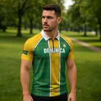 Dominica Football 2026 Custom Zipper Polo Shirt Sisserou Parrot Madras Pattern