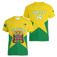 French Guiana Football 2026 Custom Women V-Neck T-Shirt Allez Les Yana Dokos