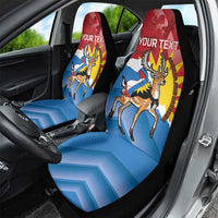 Personalised Antigua and Barbuda Independence Day Car Seat Cover Fallow Deer With Flag - Wonder Print Shop