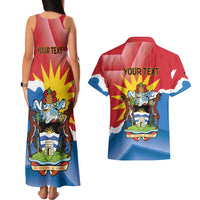 Personalised Antigua and Barbuda Independence Day Couples Matching Tank Maxi Dress and Hawaiian Shirt Fallow Deer With Flag - Wonder Print Shop
