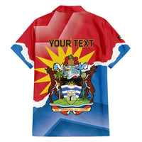 Personalised Antigua and Barbuda Independence Day Family Matching Off The Shoulder Long Sleeve Dress and Hawaiian Shirt Fallow Deer With Flag - Wonder Print Shop