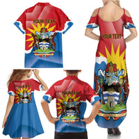 Personalised Antigua and Barbuda Independence Day Family Matching Summer Maxi Dress and Hawaiian Shirt Fallow Deer With Flag - Wonder Print Shop