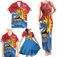 Personalised Antigua and Barbuda Independence Day Family Matching Tank Maxi Dress and Hawaiian Shirt Fallow Deer With Flag - Wonder Print Shop
