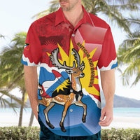 Personalised Antigua and Barbuda Independence Day Hawaiian Shirt Fallow Deer With Flag - Wonder Print Shop