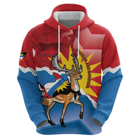 Personalised Antigua and Barbuda Independence Day Hoodie Fallow Deer With Flag - Wonder Print Shop
