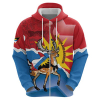 Personalised Antigua and Barbuda Independence Day Hoodie Fallow Deer With Flag - Wonder Print Shop