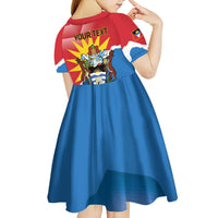 Personalised Antigua and Barbuda Independence Day Kid Short Sleeve Dress Fallow Deer With Flag - Wonder Print Shop