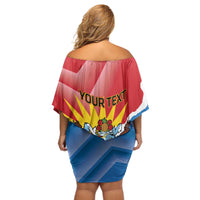 Personalised Antigua and Barbuda Independence Day Off Shoulder Short Dress Fallow Deer With Flag - Wonder Print Shop