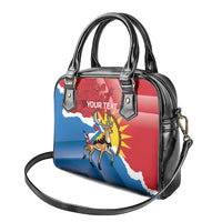Personalised Antigua and Barbuda Independence Day Shoulder Handbag Fallow Deer With Flag