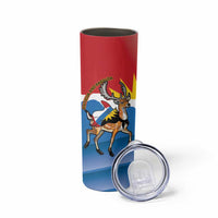 Personalised Antigua and Barbuda Independence Day Skinny Tumbler Fallow Deer With Flag - Wonder Print Shop
