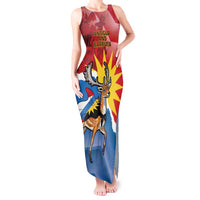 Personalised Antigua and Barbuda Independence Day Tank Maxi Dress Fallow Deer With Flag - Wonder Print Shop