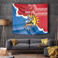 Personalised Antigua and Barbuda Independence Day Tapestry Fallow Deer With Flag - Wonder Print Shop