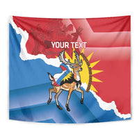 Personalised Antigua and Barbuda Independence Day Tapestry Fallow Deer With Flag - Wonder Print Shop