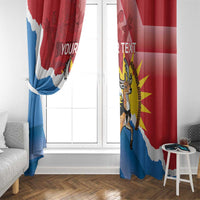 Personalised Antigua and Barbuda Independence Day Window Curtain Fallow Deer With Flag - Wonder Print Shop