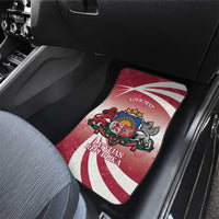 Personalised Latvia Independence Day Car Mats Latvija White Wagtail With Map 106th Anniversary - Wonder Print Shop