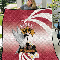 Personalised Latvia Independence Day Quilt Latvija White Wagtail With Map 106th Anniversary - Wonder Print Shop