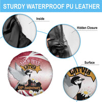 Personalised Latvia Independence Day Spare Tire Cover Latvija White Wagtail With Map 106th Anniversary - Wonder Print Shop