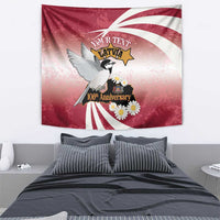 Personalised Latvia Independence Day Tapestry Latvija White Wagtail With Map 106th Anniversary - Wonder Print Shop