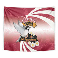 Personalised Latvia Independence Day Tapestry Latvija White Wagtail With Map 106th Anniversary - Wonder Print Shop