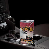 Personalised Latvia Independence Day Tumbler Cup Latvija White Wagtail With Map 106th Anniversary - Wonder Print Shop