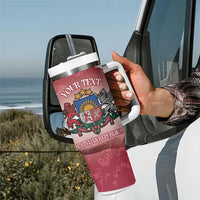 Personalised Latvia Independence Day Tumbler With Handle Latvija White Wagtail With Map 106th Anniversary - Wonder Print Shop