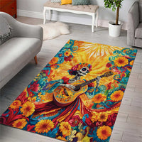Mexico Day Of The Dead Area Rug Sugar Skull Girl With Guitar Colorful Vibes - Wonder Print Shop