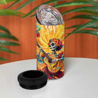 Mexico Day Of The Dead 4 in 1 Can Cooler Tumbler Sugar Skull Girl With Guitar Colorful Vibes - Wonder Print Shop