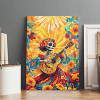 Mexico Day Of The Dead Canvas Wall Art Sugar Skull Girl With Guitar Colorful Vibes - Wonder Print Shop
