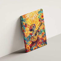 Mexico Day Of The Dead Canvas Wall Art Sugar Skull Girl With Guitar Colorful Vibes - Wonder Print Shop